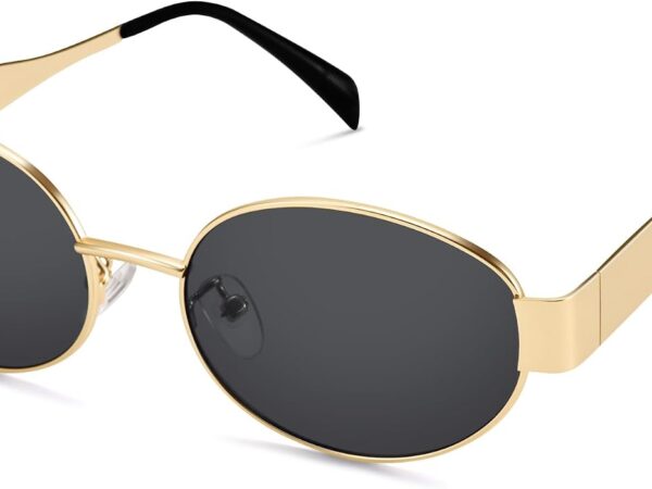 Retro Oval Sunglasses for Women, Trendy Chic Gold Frame Shades