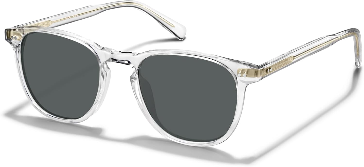 Cool retro acetate polarized sunglasses (men's UV-blocking; stylish square-frame style for outdoor driving)