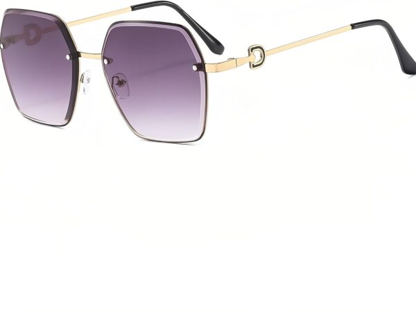 Trendy Frameless Square Sunglasses UV400 Protection - Cat Eye Gradient Lens Lightweight (28g) for Women, Fashion Retro Oversized Sun Glasses for Driving Travel Beach Party