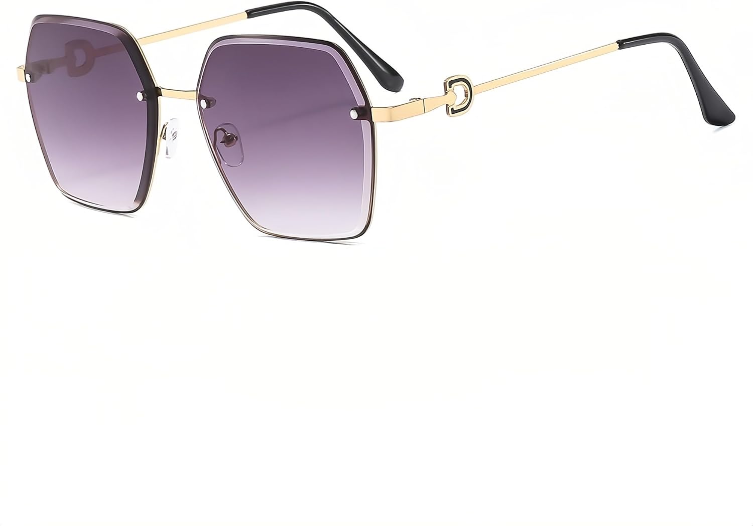 Trendy Frameless Square Sunglasses UV400 Protection - Cat Eye Gradient Lens Lightweight (28g) for Women, Fashion Retro Oversized Sun Glasses for Driving Travel Beach Party