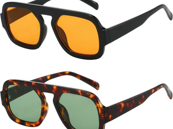Trendy Square Aviator Sunglasses for Women Flat Top Designer Style