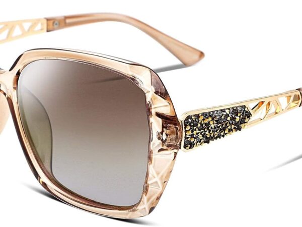 Polarized Women Square Sunglasses Sparkling Composite Shiny Frame