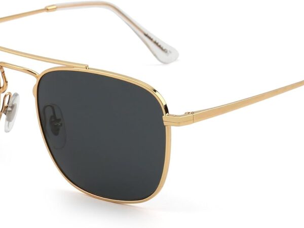 Retro Square Aviator Sunglasses (premium glass lenses; flat metal frame)