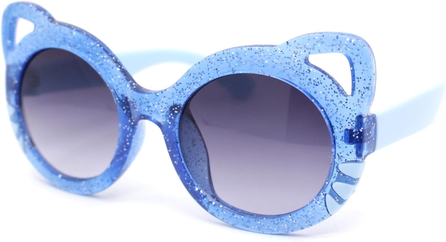 Round plastic sunglasses with cat-ear details for children