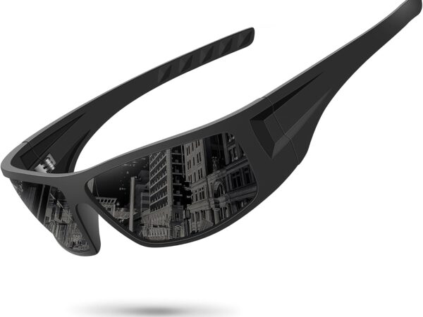 Polarized sports sunglasses (durable frame, wrap-around design; suitable for cycling and fishing; UV400 protection)
