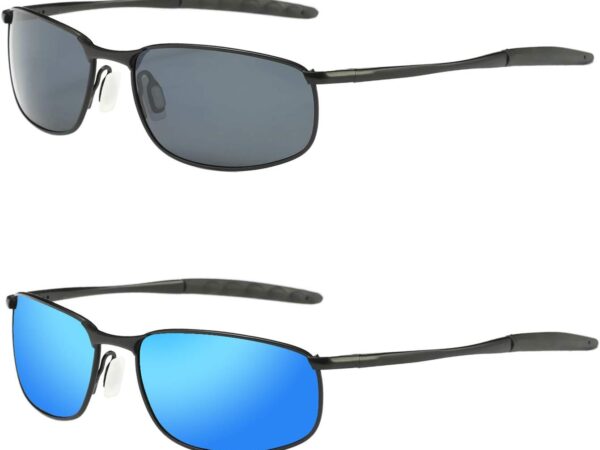 Men's Polarized Sun... Wraparound Sunglasses (Curved metal frame; suitable for fishing, sports, and driving; case included)