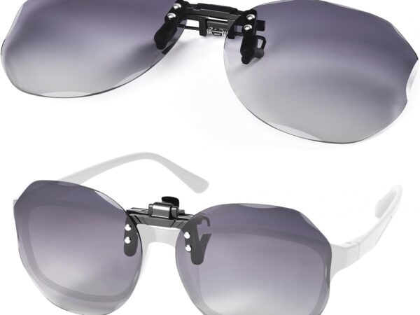 Men's Clip-on Sunglasses (Polarized flip-up design; fits over prescription glasses)