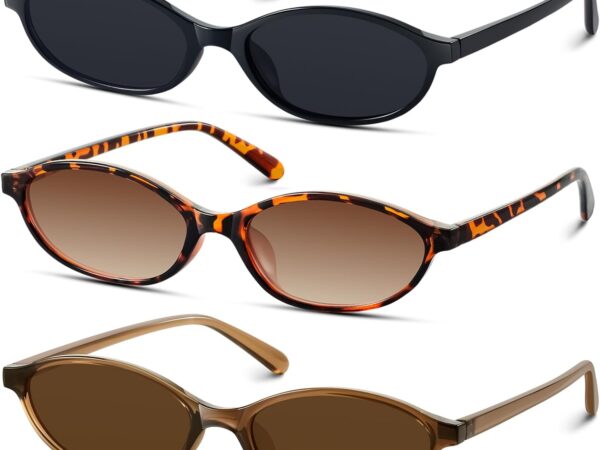 Retro Oval Sunglasses for Women 90s Design Small Cat Eye Sun Glasses UV Protection  Trendy Narrow Shades