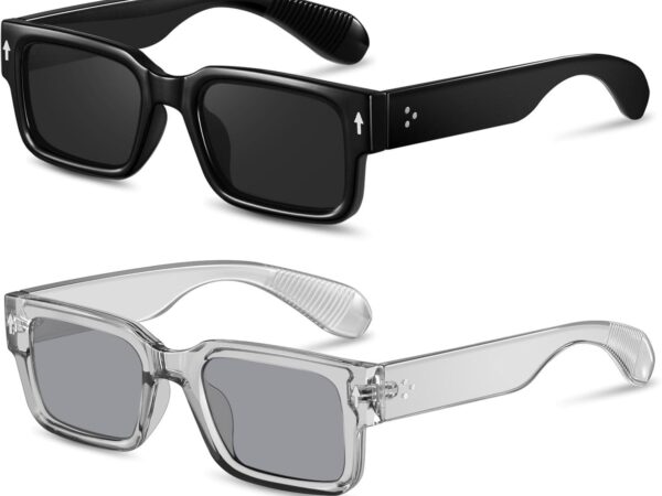 Square Frame Sunglasses for Women Men Trendy Chunky Rectangle Sun Glasses Black Shades UV400 Protection