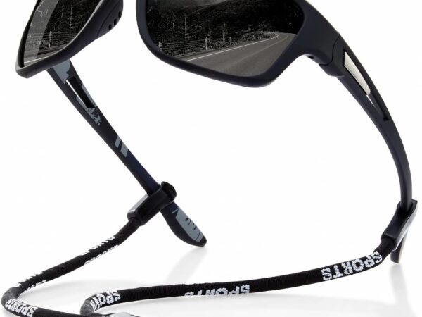 Men's polarized sports sunglasses (UV400 protection, wrap-around design; suitable for driving and fishing)