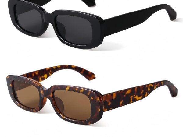 Rectangle Sunglasses for Women Retro Driving Glasses 90’s Vintage Fashion Narrow Square Frame UV400 Protection
