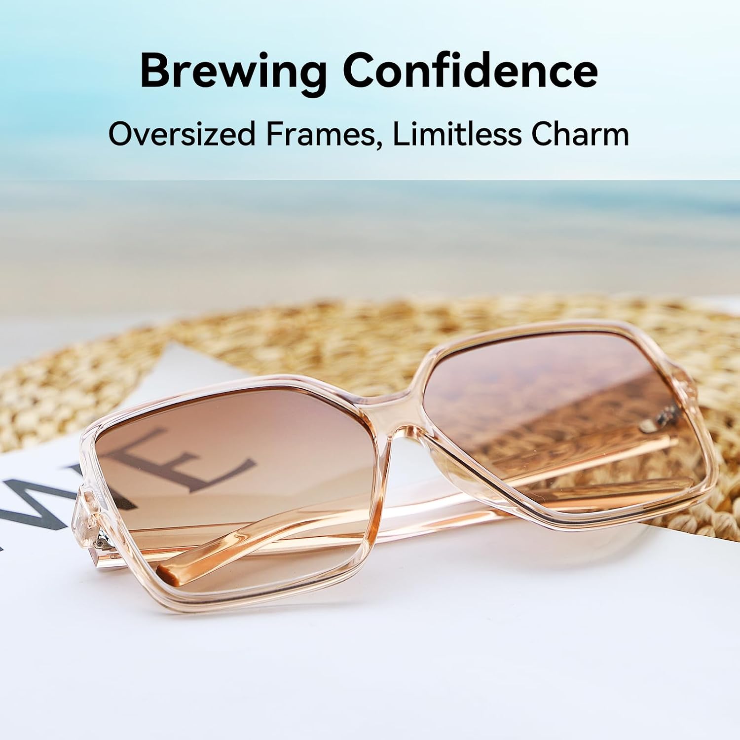 Oversized Square Sunglasses for Women Big Large Wide Fashion Shades for Men 100% UV Protection Unisex - Image 2
