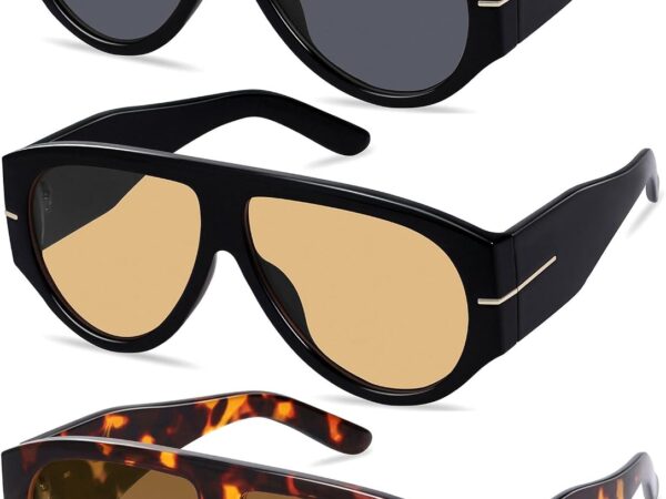 Oversized Retro Aviator Sunglasses for Women Men Trend 70s Thick Classic Vintage Style Sun Glasses
